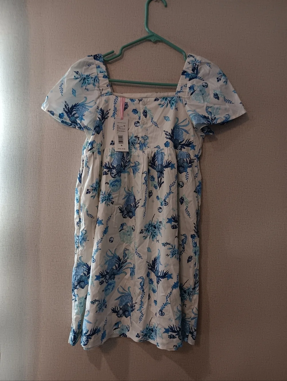 Vineyard Vines White Dress with Blue Floral Print Sz M 12-14 Girls